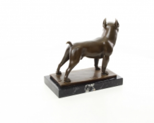 A bronze statue/sculpture of a French bulldog