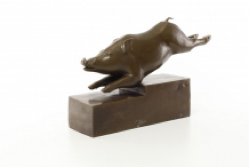 A bronze statue/sculpture of a boar, art deco style