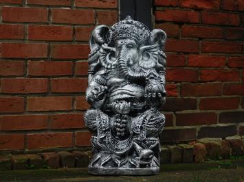 Statue Ganesha - silbergrau mit schwarz - Polystone - detailliert