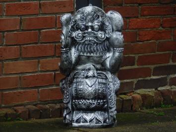 Beeld Ganesha - zilvergrijs met zwart - polystone - gedetailleerd