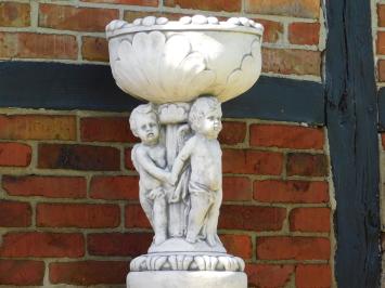 Flowerpot Angels on Pedestal - 125 cm - Stone