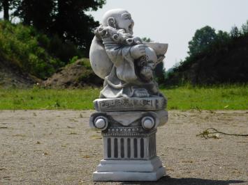 Einmalig: Lächelnder Buddha auf Sockel - 48 cm - Stein