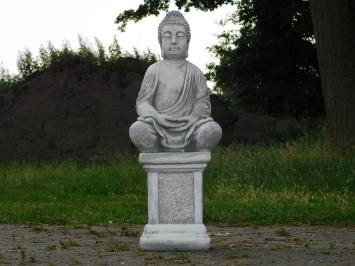 Einmalig: Buddha auf Sockel - 83 cm - Stein