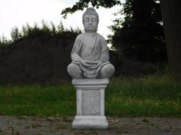 Einmalig: Buddha auf Sockel - 83 cm - Stein