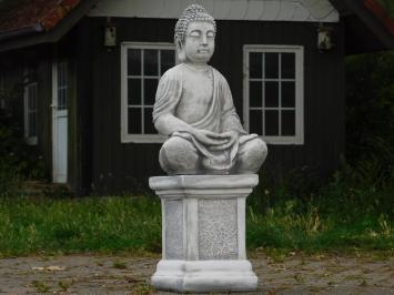 Einmalig: Buddha auf Sockel - 83 cm - Stein