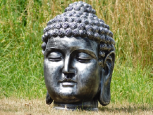 Indonesian Buddha head, polystein-grey-silver!!