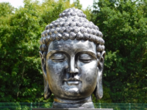 Indonesian Buddha head, polystein-grey-silver!!