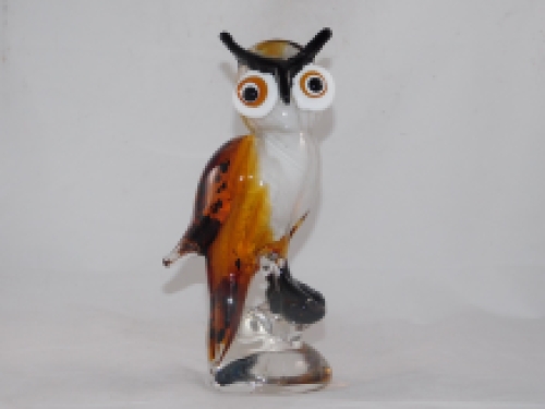 Glass sculpture Brown Owl in Murano style