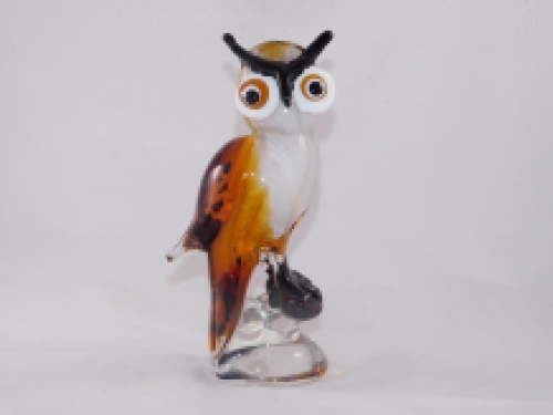 Glass sculpture Brown Owl in Murano style