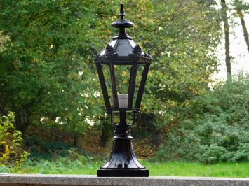 Klassieke Buitenlamp - 70 cm - Zwart - Kap met Kronen op Vierkante Voet - Alu