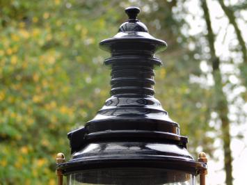 Klassieke Buitenlamp - 71 cm - Zwart - Vierkante Voet met Ronde Kap - Alu en Messing
