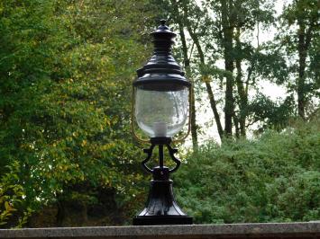 Klassieke Buitenlamp - 71 cm - Zwart - Vierkante Voet met Ronde Kap - Alu en Messing