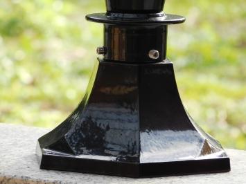 Klassische Außenleuchte Schwarz – 51 cm – Aluminium – Eleganter Lampenfuß mit Messingakzenten am Schirm