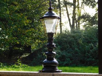 Classic Outdoor Lamp Black - 74 cm - Ornate Pedestal Post - Shade with Brass Accent - Aluminum