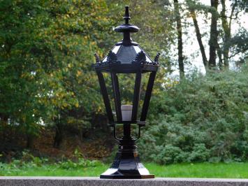 Klassische Außenleuchte Schwarz – 63 cm – Schirm mit Kronen auf sechseckigem Sockel – Aluminium
