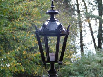 Klassische Außenleuchte Schwarz – 63 cm – Schirm mit Kronen auf sechseckigem Sockel – Aluminium