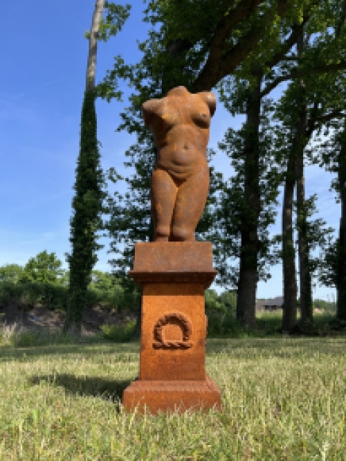 Female torso on pedestal - entirely cast iron