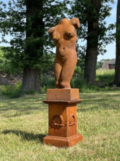 Female torso on pedestal - entirely cast iron