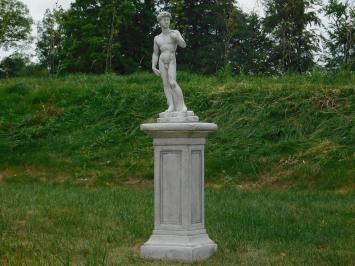 Statue David on Large Pedestal | 127 cm High | Stone | White and Grey Shades