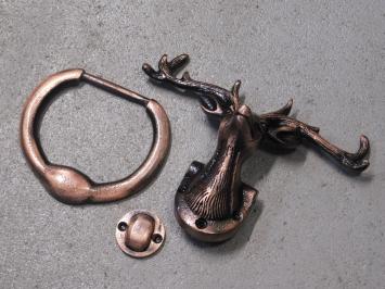 Door knocker Deer head - antique iron - copper colour