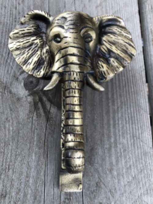 Deurklopper olifant - gepatineerd messing 