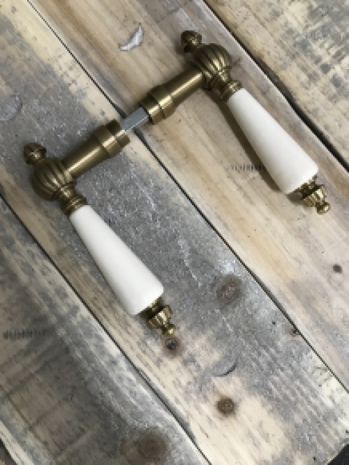 Set of door hardware for room doors - BB - brass with ceramic handles