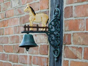 Doorbell with Blond Horse - Cast Iron - Vintage Wall Bell