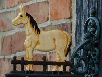 Doorbell with Blond Horse - Cast Iron - Vintage Wall Bell