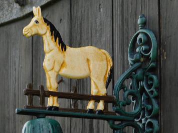 Doorbell with Blond Horse - Cast Iron - Vintage Wall Bell