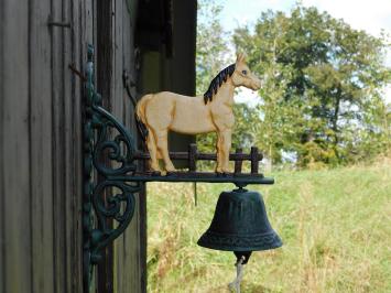 Doorbell with Blond Horse - Cast Iron - Vintage Wall Bell