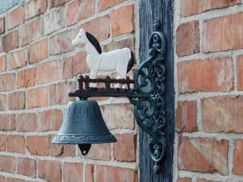 Horse-shaped Doorbell – White – Cast Iron – Vintage Wall Bell