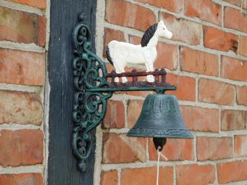 Horse-shaped Doorbell – White – Cast Iron – Vintage Wall Bell