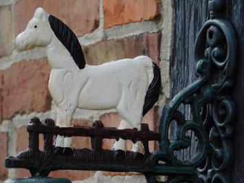 Horse-shaped Doorbell – White – Cast Iron – Vintage Wall Bell