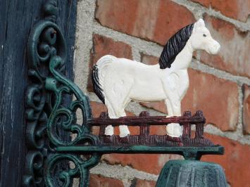 Horse-shaped Doorbell – White – Cast Iron – Vintage Wall Bell
