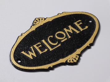 Door sign Welcome - Cast iron - Black with Gold