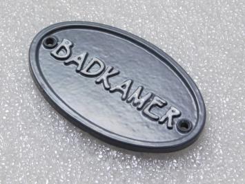 Deurbordje Badkamer - Grijs met Wit - Gietijzer