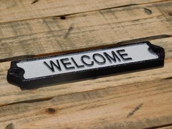 Door sign “'Welcome”' - Cast iron - Black and white