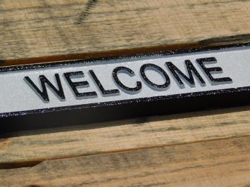 Door sign “'Welcome”' - Cast iron - Black and white