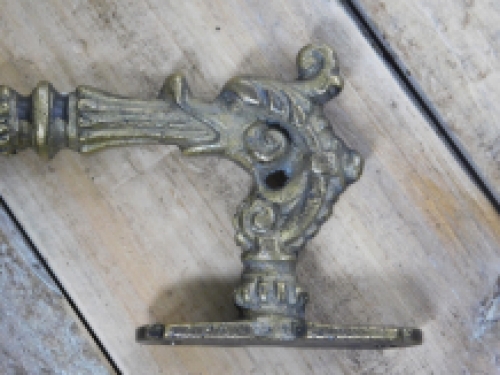 Door handle, cabinet handle, founder time, made of iron, brass patinated