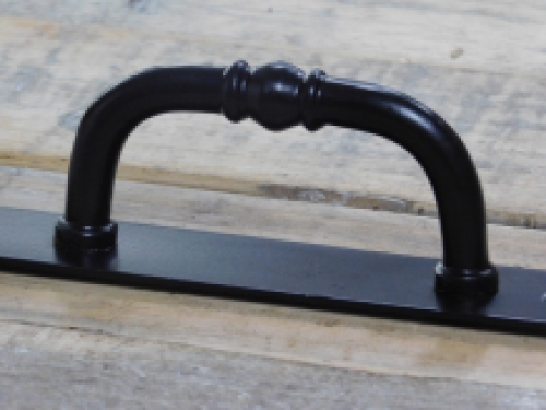 Door handle with keyhole, stylish, black powder-coated, handle/lever