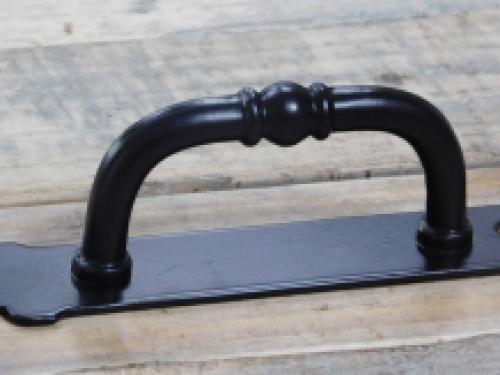 Door handle with keyhole, black powder-coated, handle / door handle.