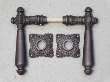 Set of door hardware for room doors - BB - iron - red/brown rusted