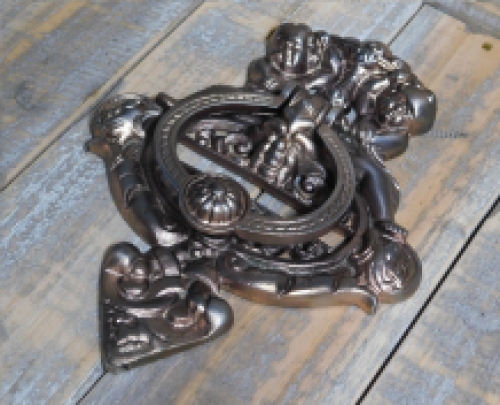 Door knocker, Angel, Antique iron, bronze colour (Copper) | H26.0xB18.5 Cm