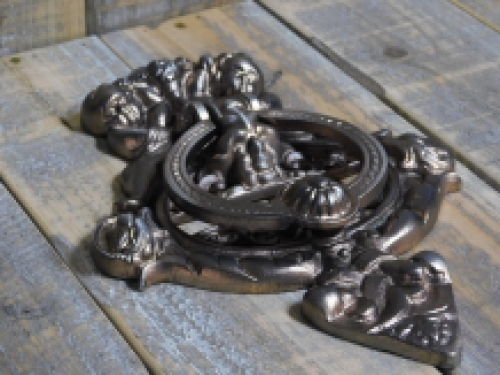 Deurklopper, Engel, Antiek ijzer, bronskleur (Koper) | H26,0xB18,5 Cm