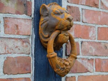 Large Lion's Head as Door Knocker - Cast iron rust-brown