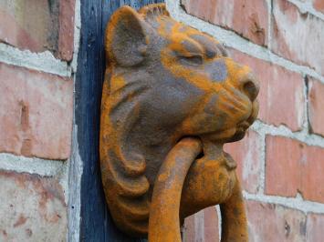 Large Lion's Head as Door Knocker - Cast iron rust-brown