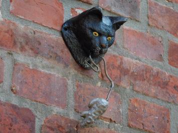 Cat and Mouse Door Knocker – Coloured Cast Iron