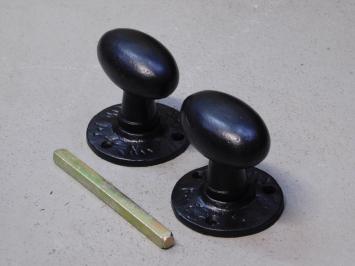 Double door knob - swivel - wrought iron - black