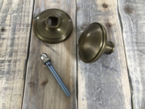 Fixed door knob - patinated brass - including rosette