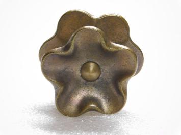 Fixed Door Knob - Flower - Antique Brass